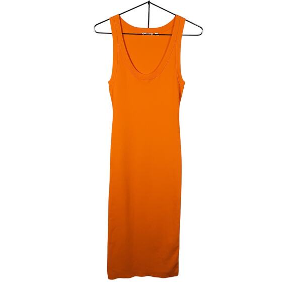 A.L.C. Ribbed Orange Emily Midi Size M Dress - Picture 2 of 5